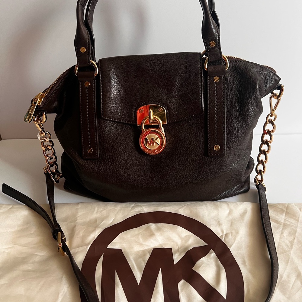 Michael Kors Chocolate Purse with Gold Hardware